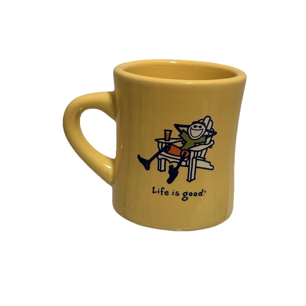 Life is Good Heavy Restaurant Style Mug Yellow Do What You Like Like What You Do
